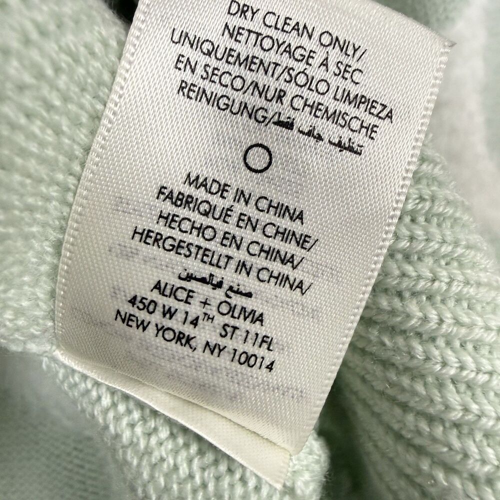 Alice + Olivia Andora Fuzzy Star Wool Blend Sweater Womens S in Light Green Chic - Picture 10 of 10